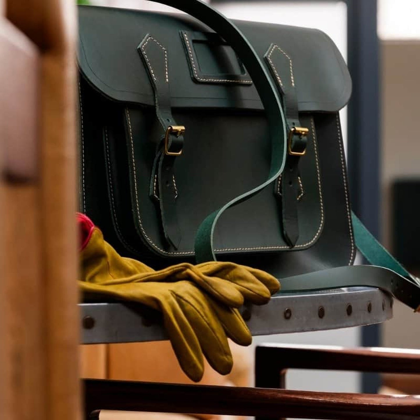 Leather Satchel - Racing Green