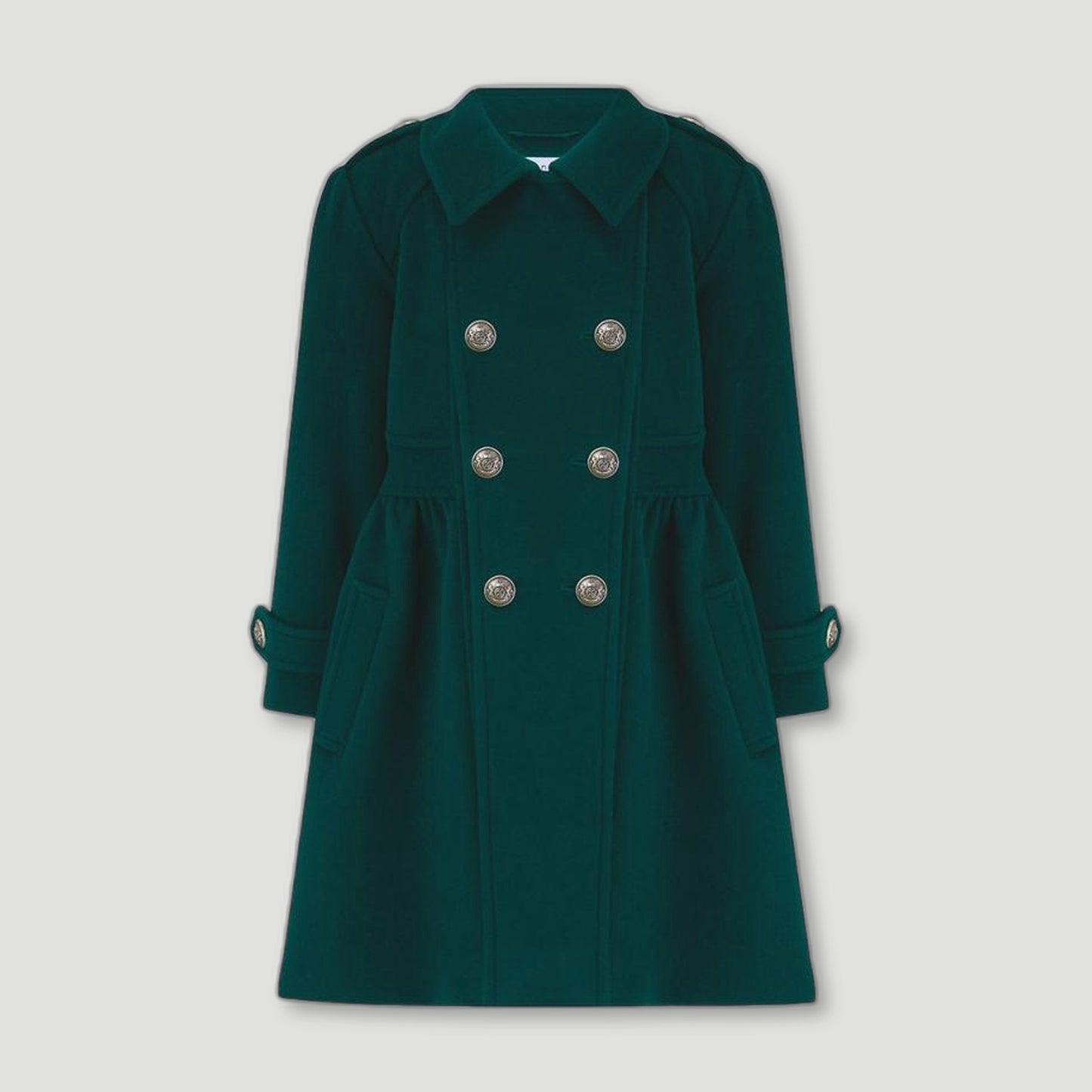 Front view of Racing Green Westminster Cashmere Girls Dress Coat from Brittanical London - British Made Children's Coats