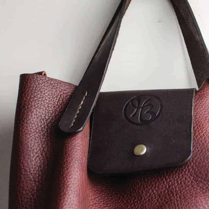 Raisin Bison Leather Tote Bag