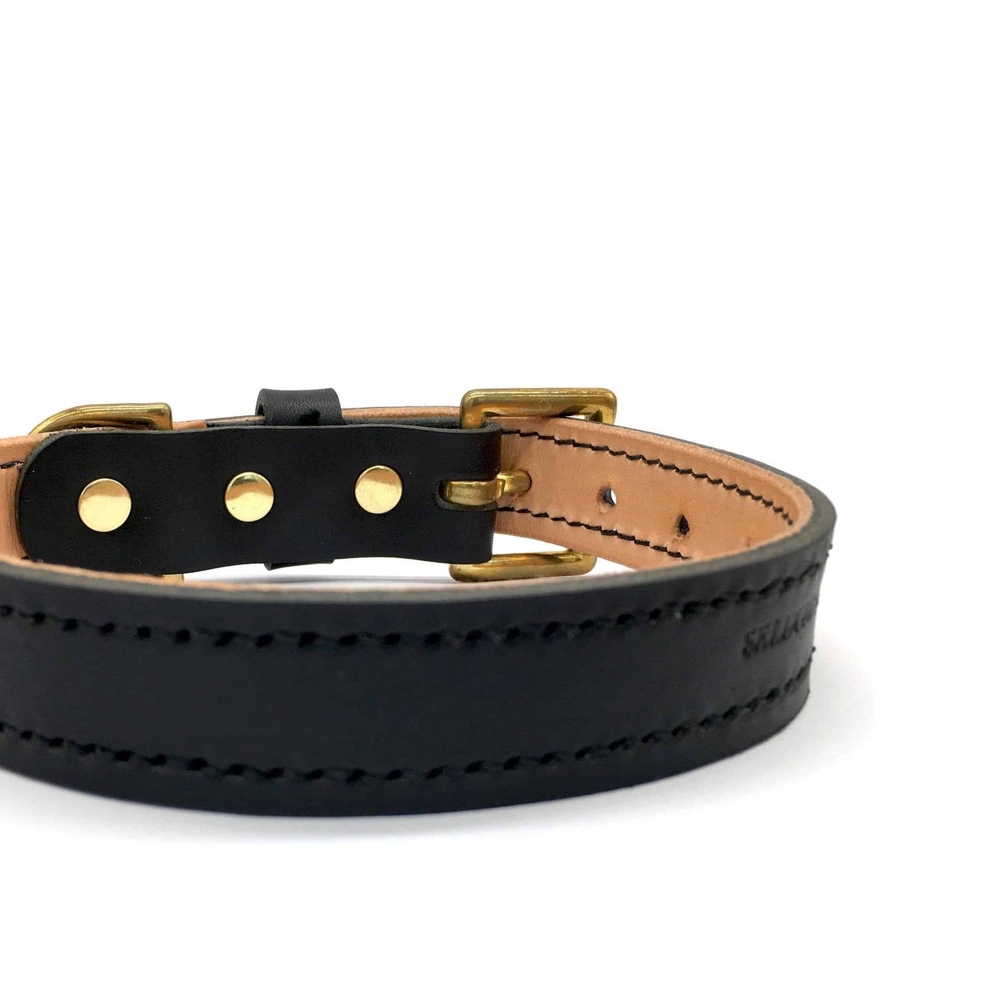Raven Black Leather Dog Collar