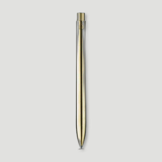 Front view of Raw Brushed Brass Pen from Ajoto - British Made Pens