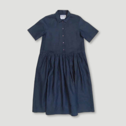 Short Sleeved Field Dress deadbolt linen - Blue