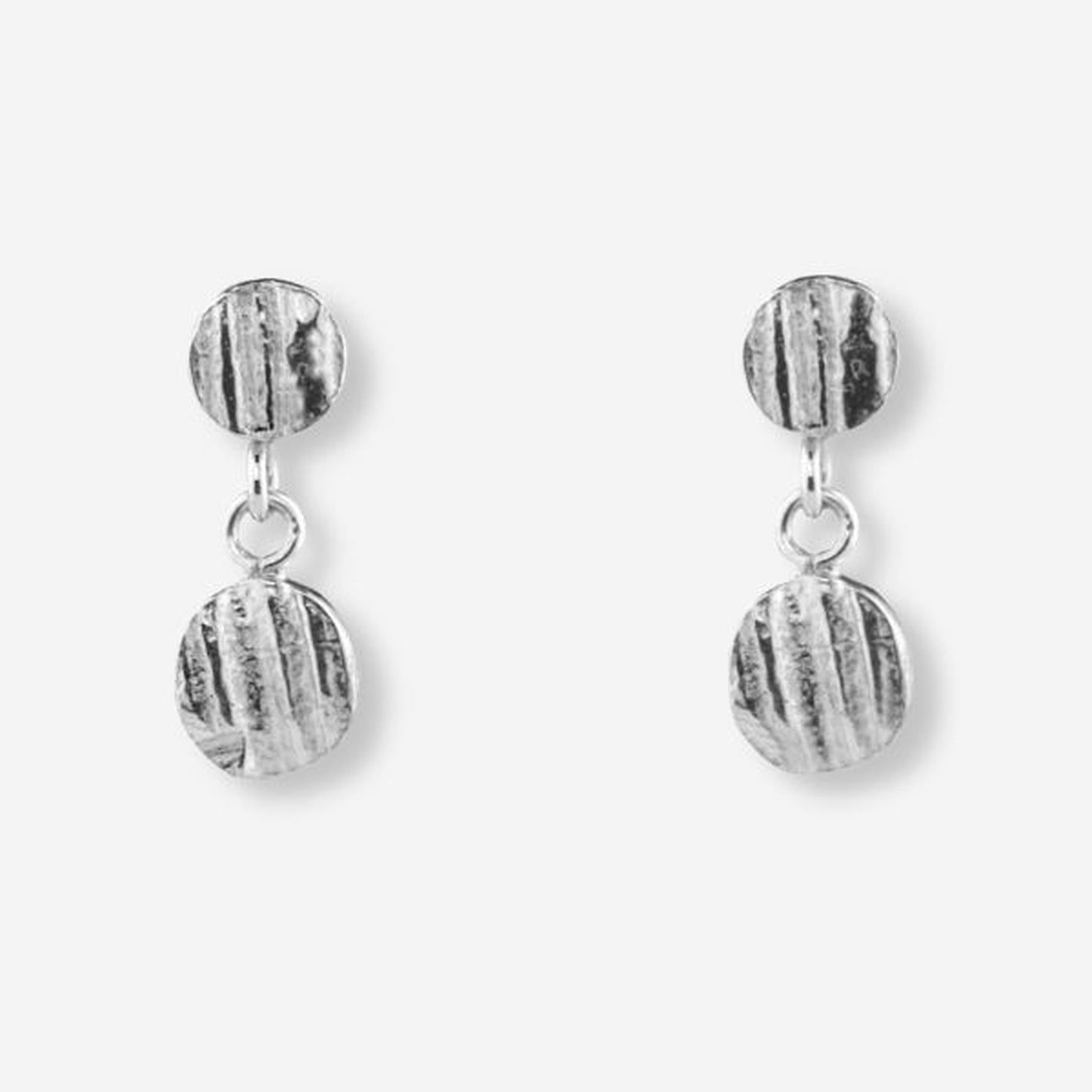 Silver Oak Bark Double Drop Earrings