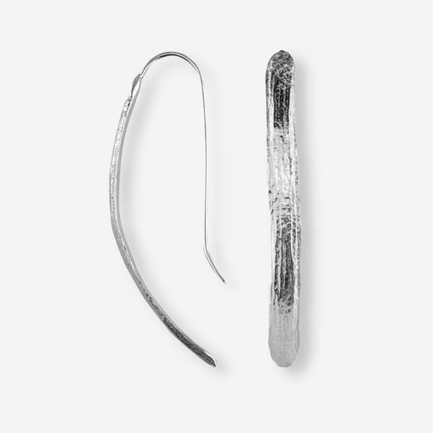 Silver Oak Bark Hook Earrings