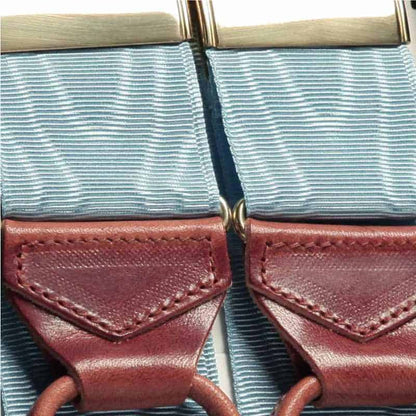 Sky Blue Moire Braces with Camel Glazed Leather
