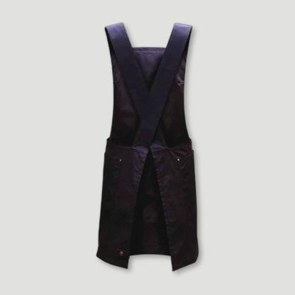 Back view of Sloe Waxed Cotton Crossover Apron from FieldwareCo - British Made Waxed Cotton Aprons