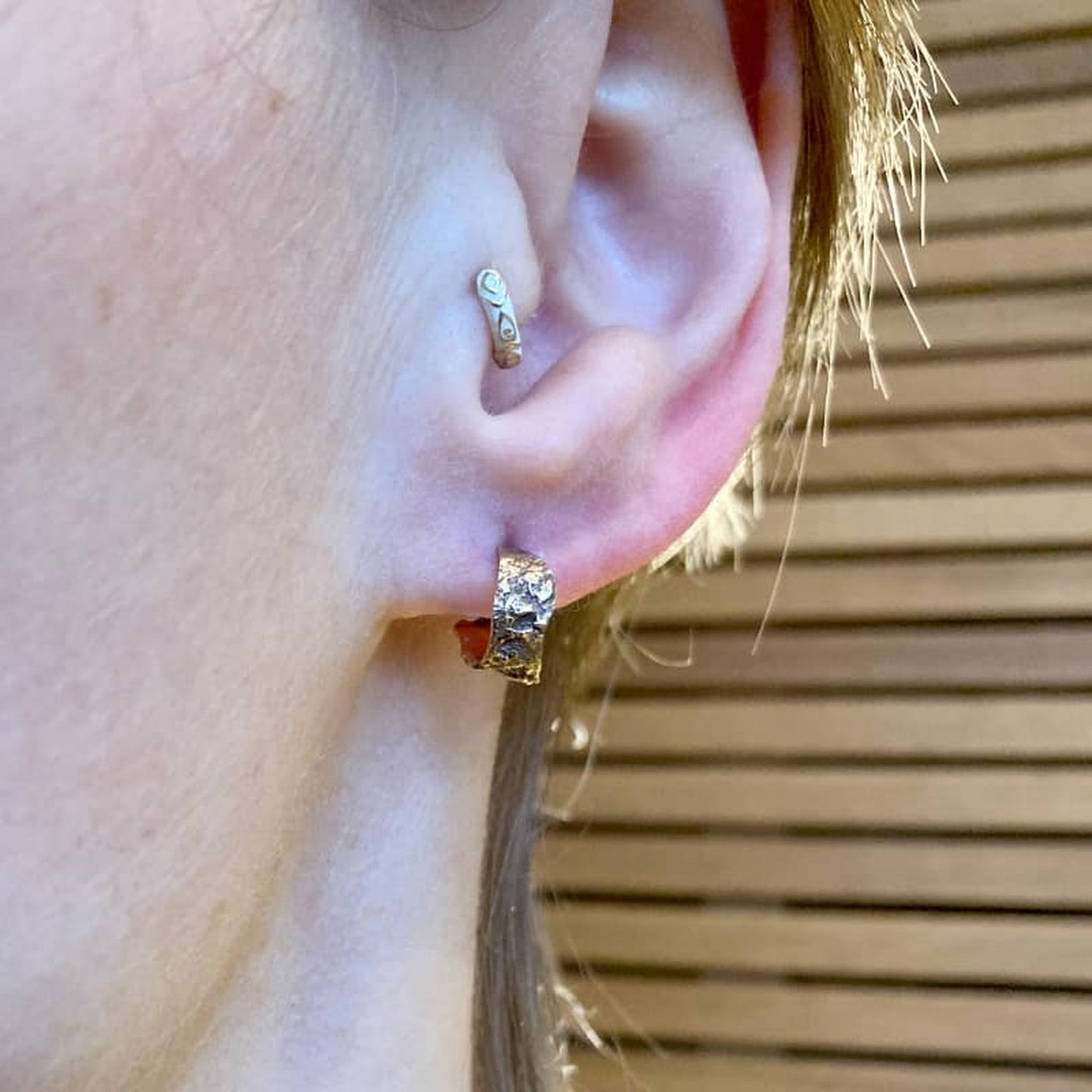 Small Bronze Bark Hoop Earrings