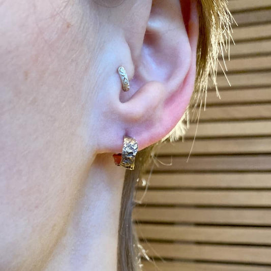 Small Bronze Bark Hoop Earrings