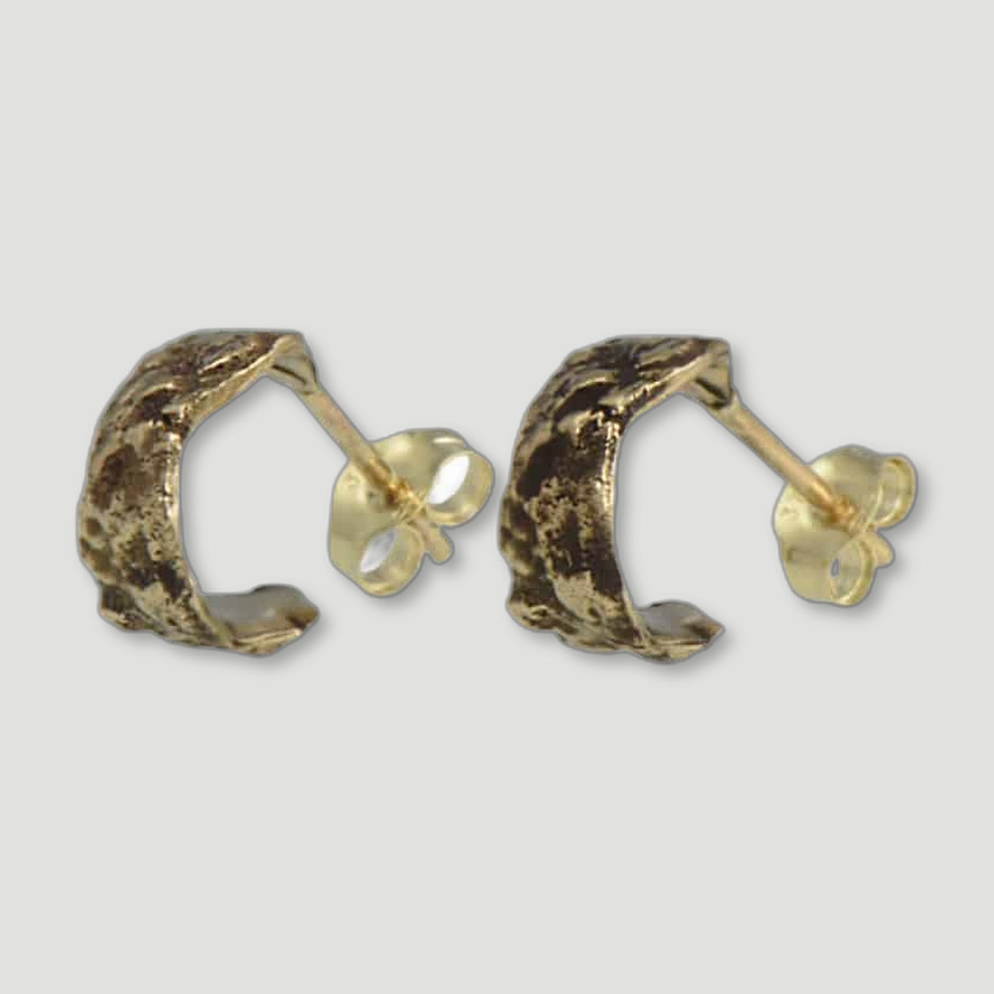 Small Bronze Bark Hoop Earrings from Issy White - British Made Women'S Jewellery