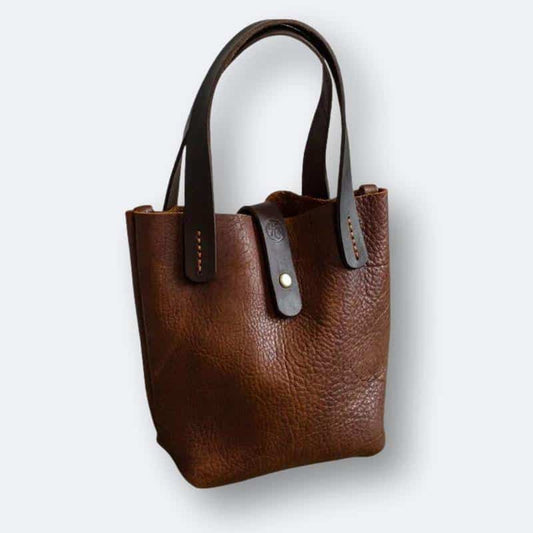 Small Brown Bison Leather Handbag
