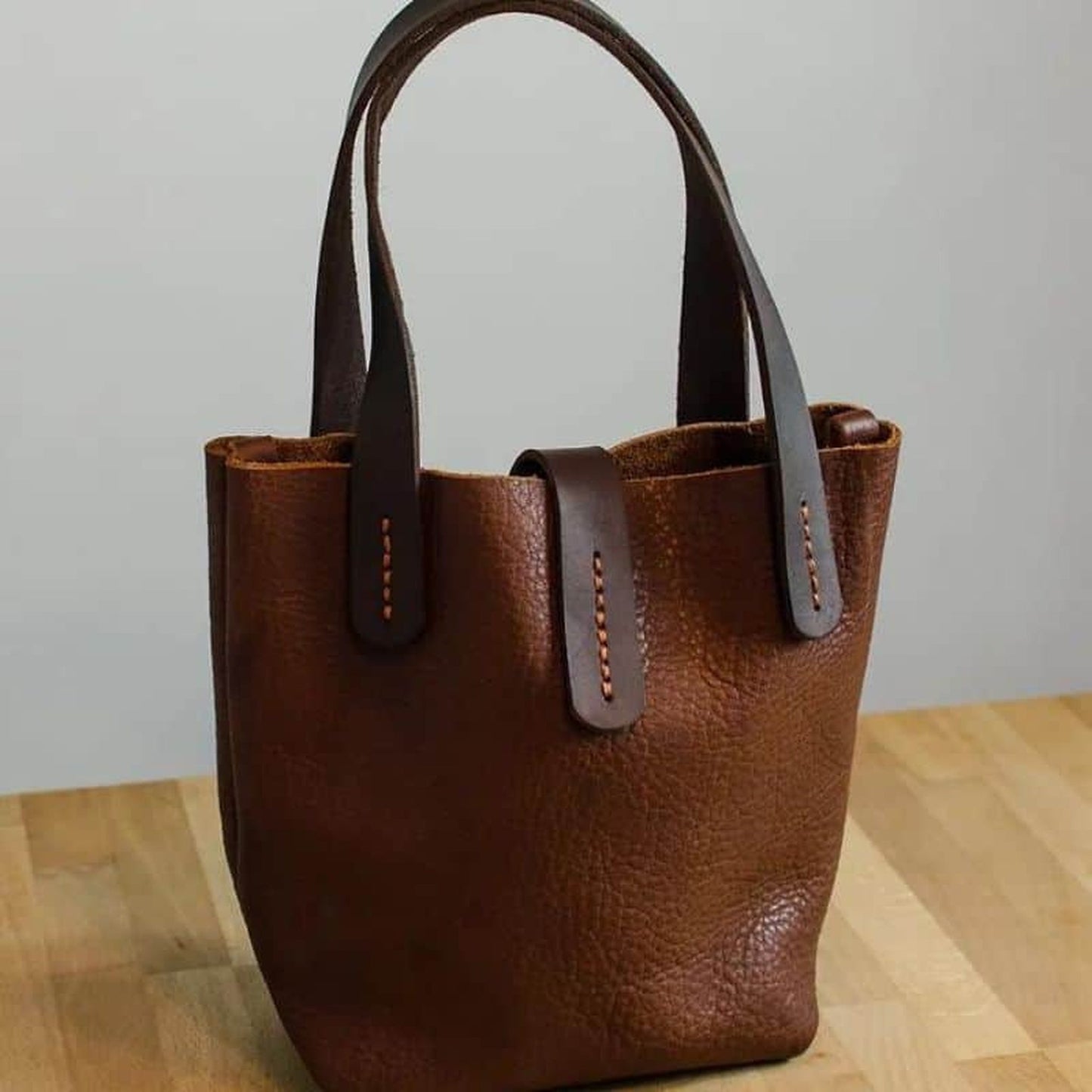 Small Brown Bison Leather Handbag
