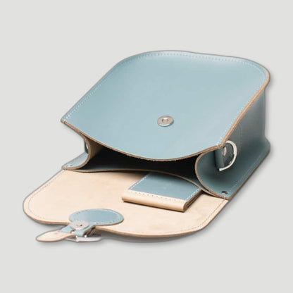 Side view of Stormy Sea Milkman Satchel from Brit Stitch - British Made Leather Satchels