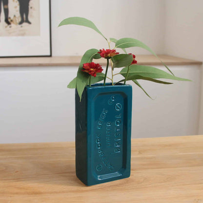 Teal Bristol Brick Vase