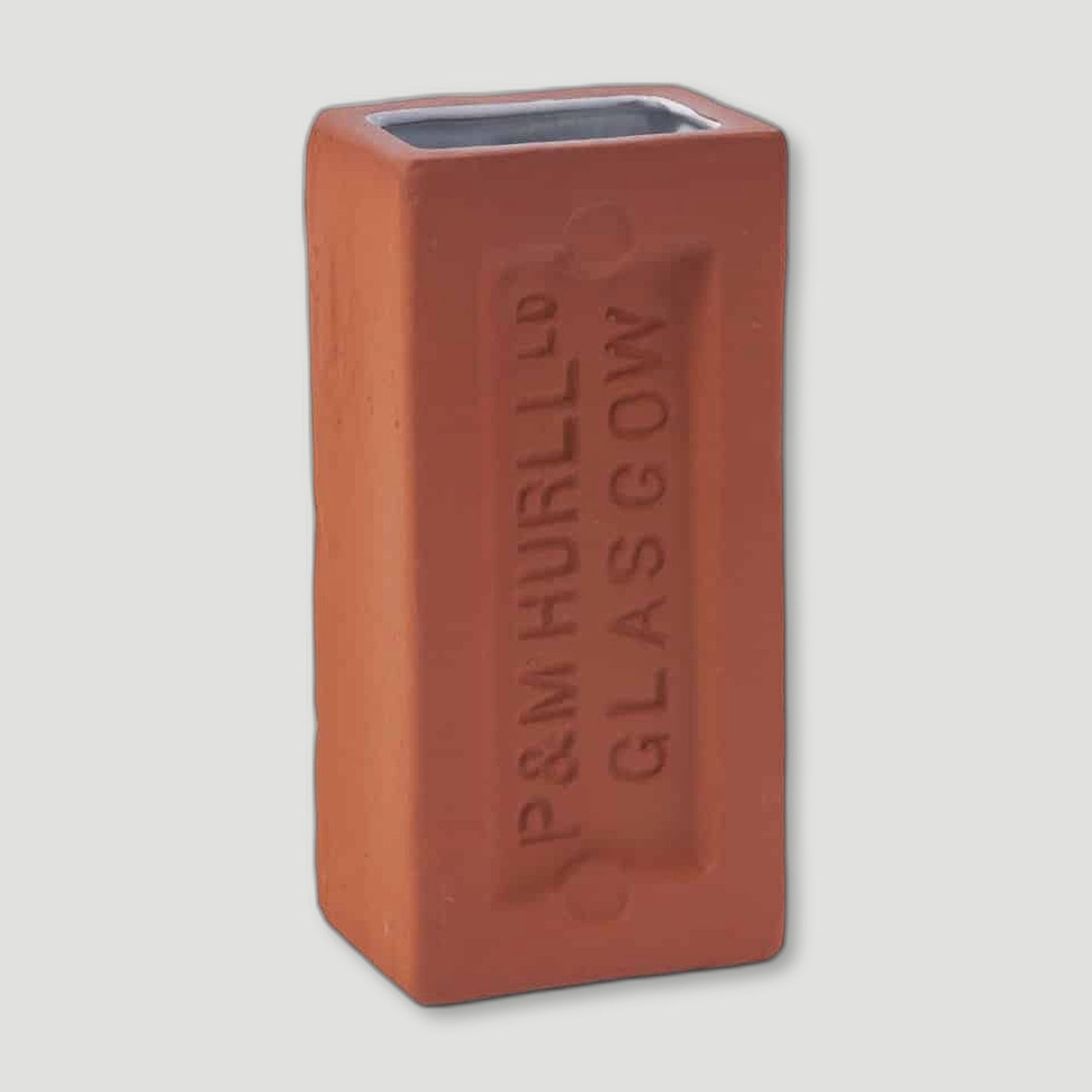 Angled view of Terracotta Glasgow Brick Vase from Stolen Form - British Made Vases & Homeware