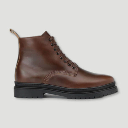 Side view of The Sharman Men's Boots - Dark Brown from Goral - British Made Trainers