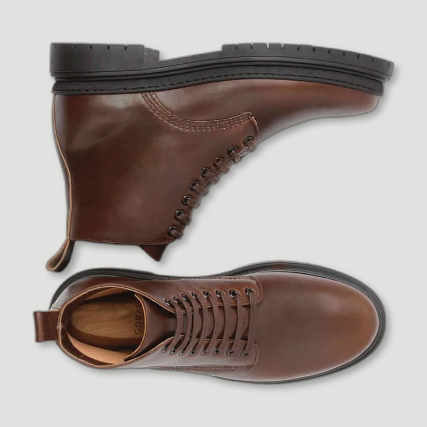 Top view of The Sharman Men's Boots - Dark Brown from Goral - British Made Trainers