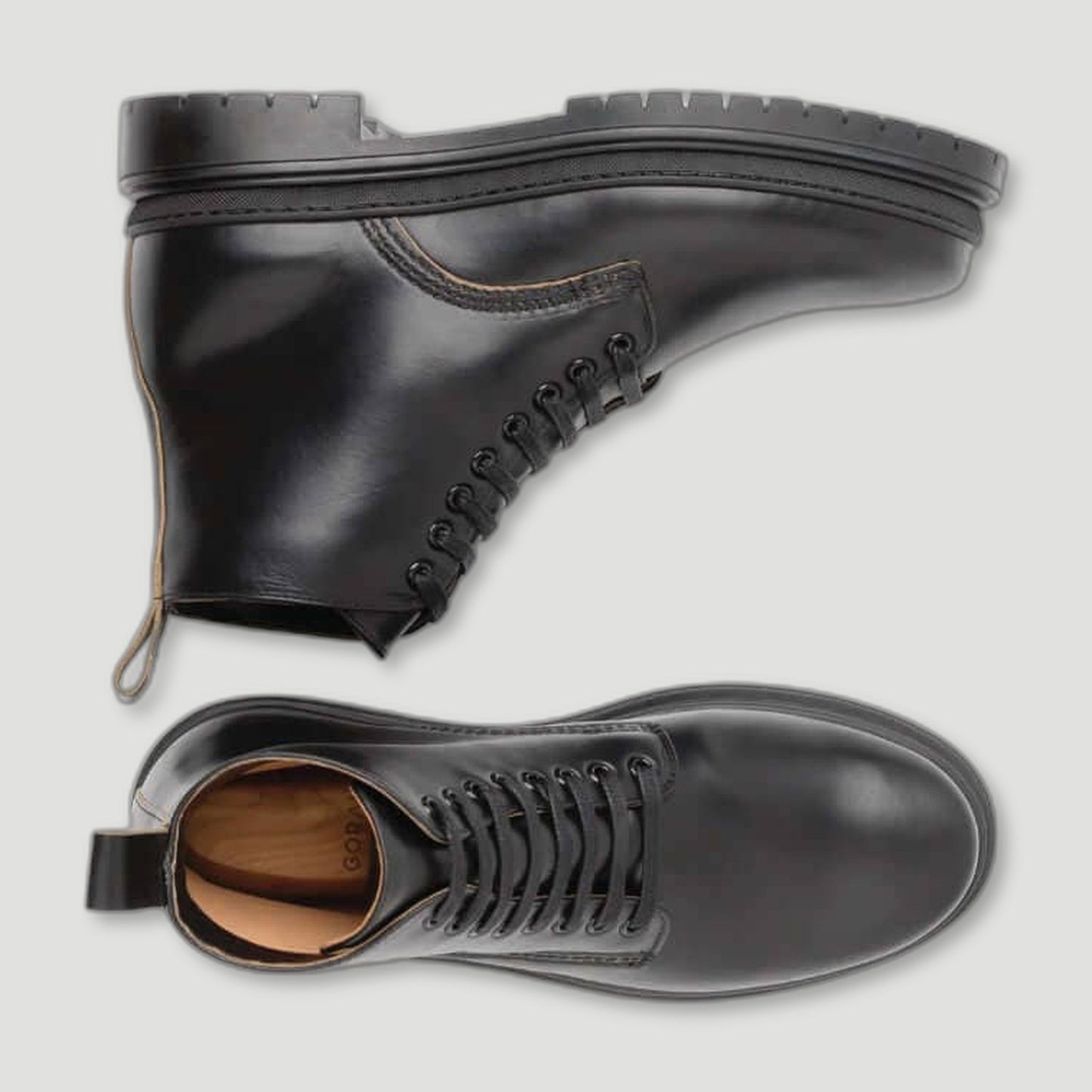 Top view of The Sharman Men's Boots - Horween Black from Goral - British Made Trainers
