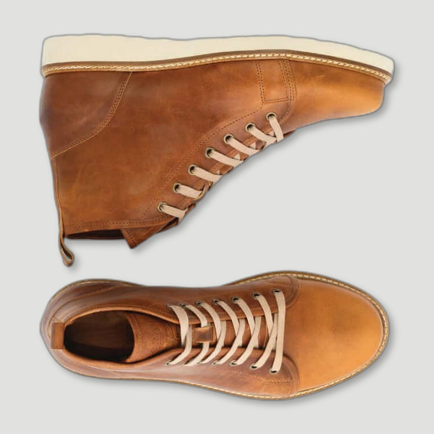 Top view of The Whitley - Hunter Light Oak Boot from Goral - British Made Trainers