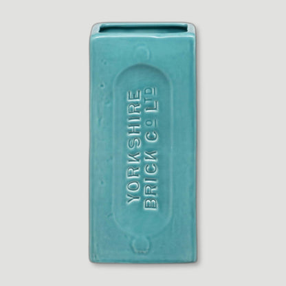 Front view of Turquoise Yorkshire Brick Vase from Stolen Form - British Made Vases & Homeware