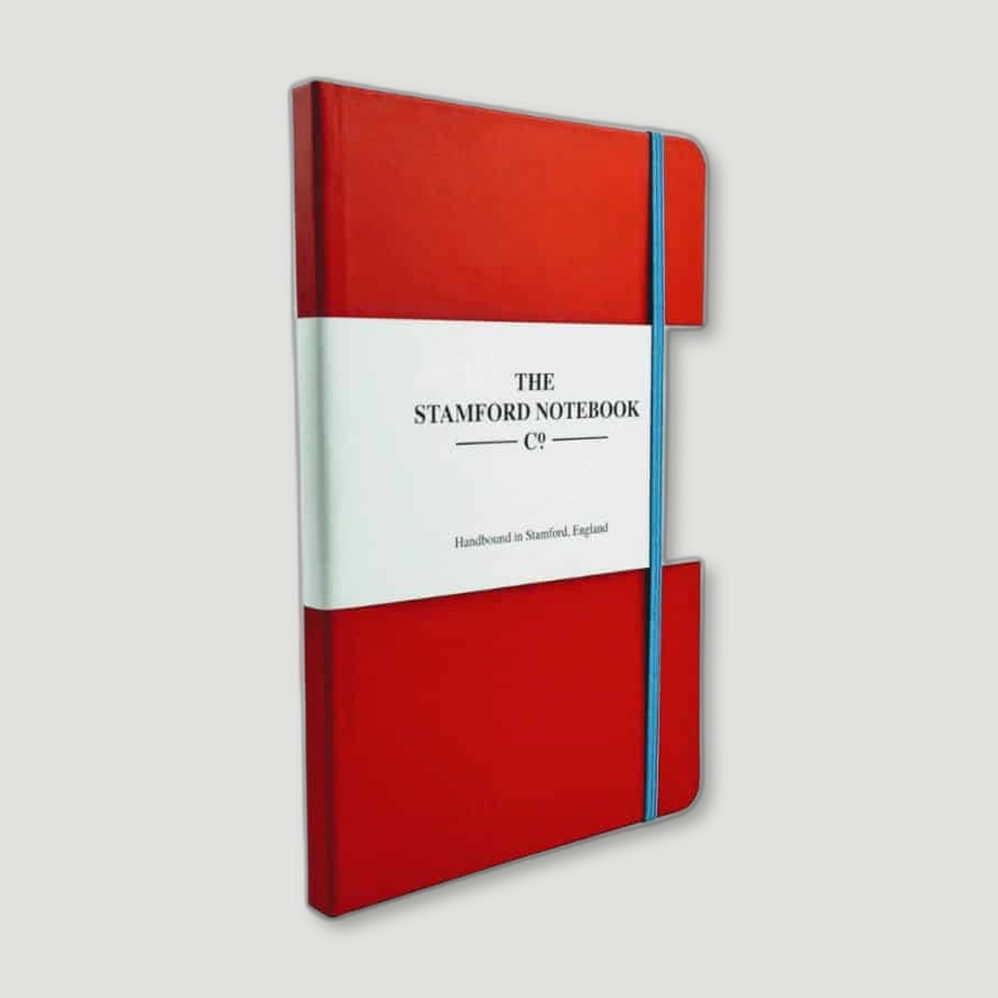 Front view of Vibrant Buckram Red Notebook from The Stamford Notebook Co - British Made Stationery