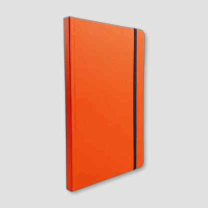 Back view of Vibrant Buckram Tangerine Notebook from The Stamford Notebook Co - British Made Stationery