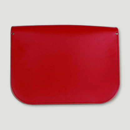 Back view of Vintage Red Full Pint Satchel from Brit Stitch - British Made Leather Satchels