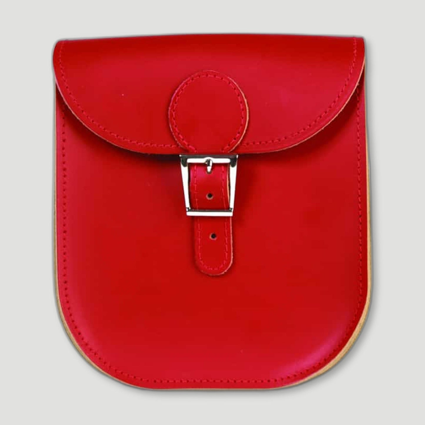 Front view of Vintage Red Milkman Satchel from Brit Stitch - British Made Leather Satchels