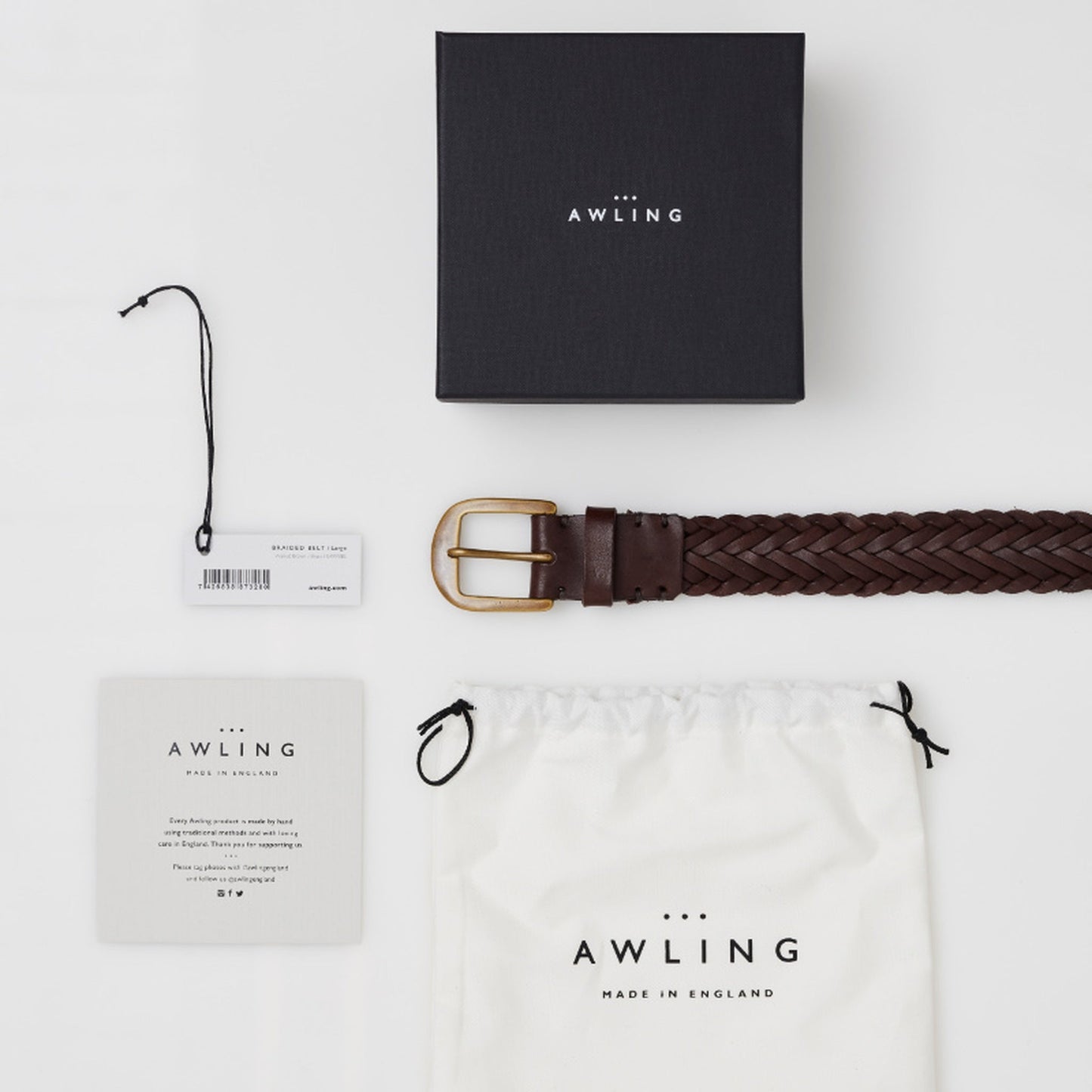 Walnut Brown Brass Braided Belt