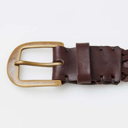 Walnut Brown Brass Braided Belt