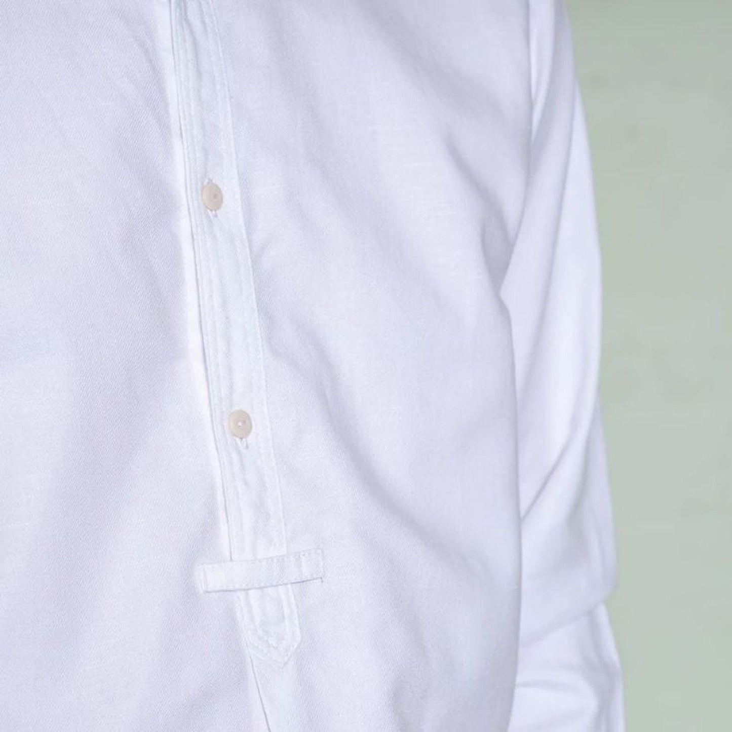 White Cotton 'Admiralty' Grandad Collar Shirt