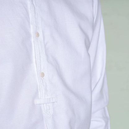 White Cotton 'Admiralty' Grandad Collar Shirt