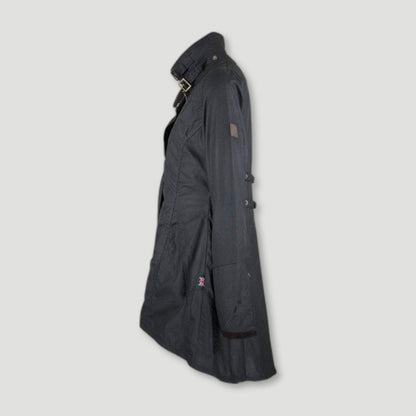 Side view of Women's Olivia Waxed Jacket - Black from Oxford Blue - British Made Waxed Jackets