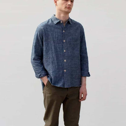 Workers shirt - cotton/hemp - blue