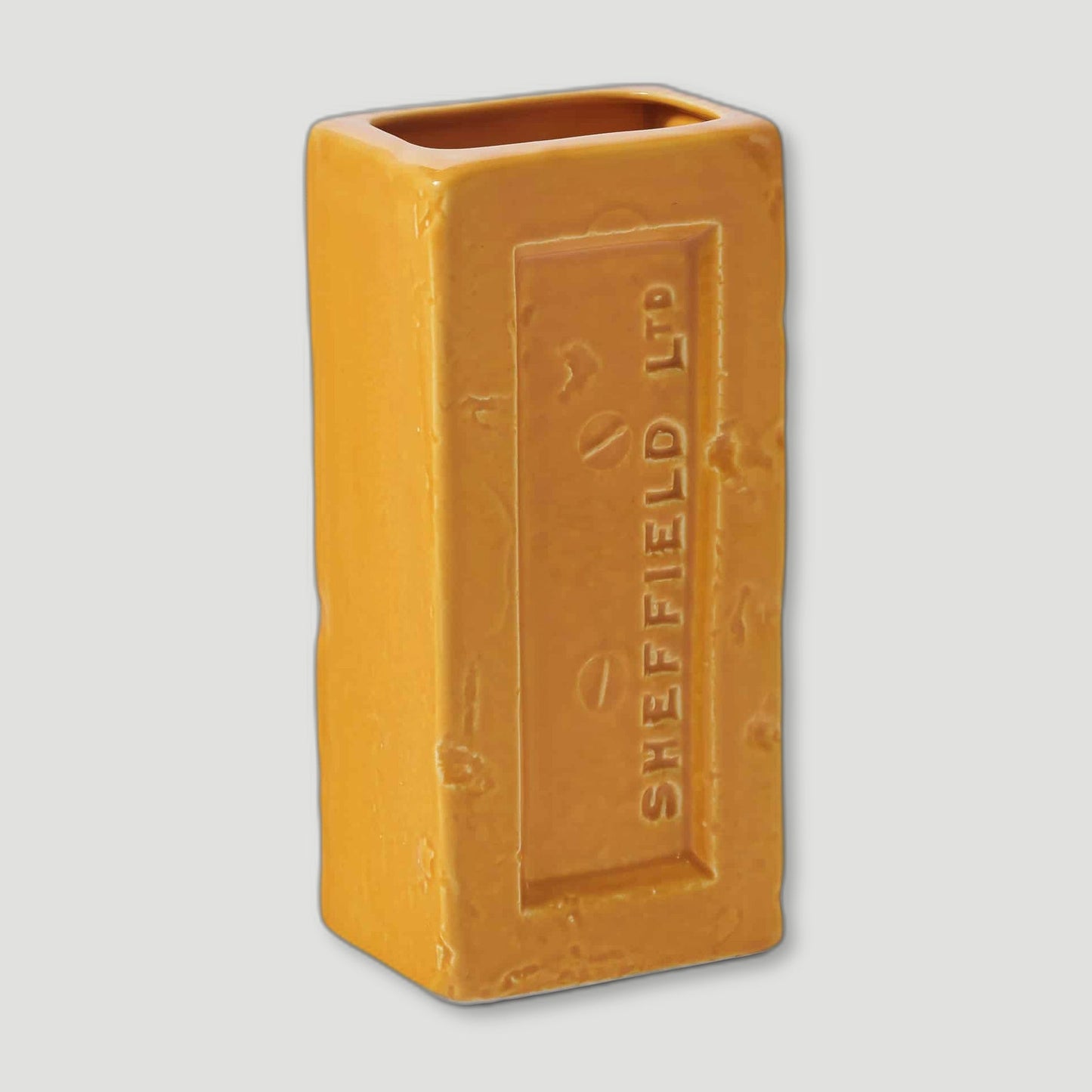 Angled view of Yellow Sheffield Brick Vase from Stolen Form - British Made Vases & Homeware