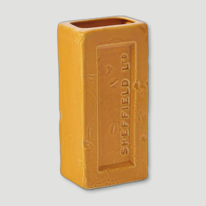 Angled view of Yellow Sheffield Brick Vase from Stolen Form - British Made Vases & Homeware