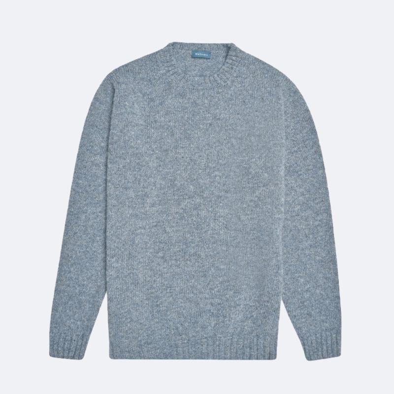 Pale Blue Wreay Shetland Wool Crew Neck - Malloch's - SGB