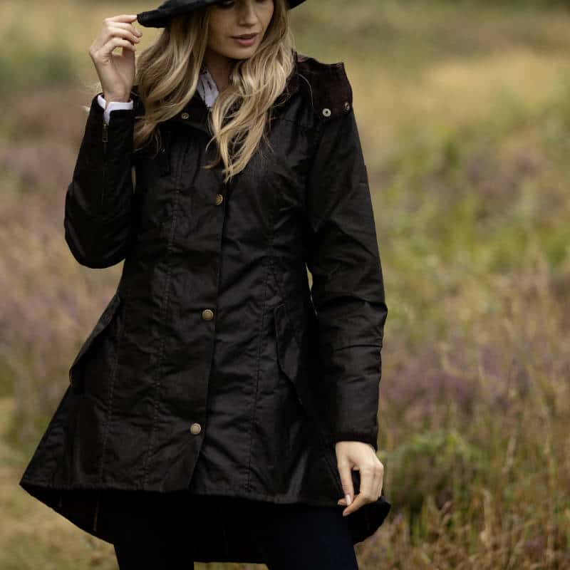 Women's Olivia Waxed Jacket - Black - Oxford Blue - SGB