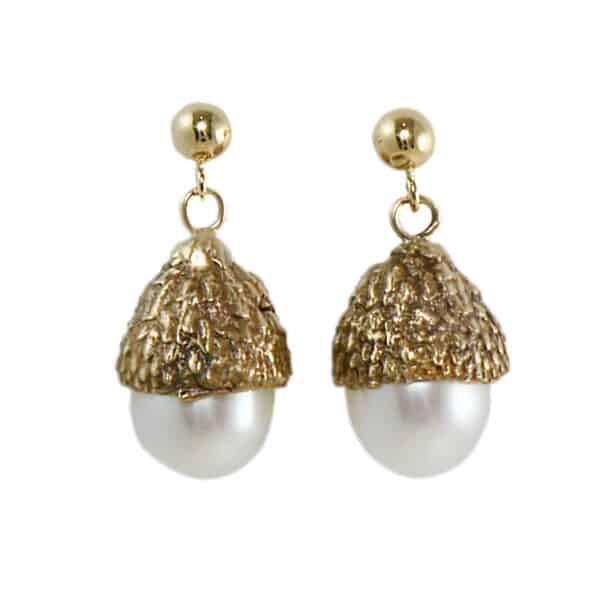 Pearl Acorn Earrings - Issy White - Bronze Earrings - Sir Gordon Bennett