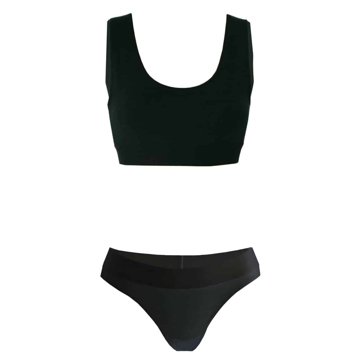 Black Organic Bamboo Sports Bra & Thong Set - Sir Gordon Bennett