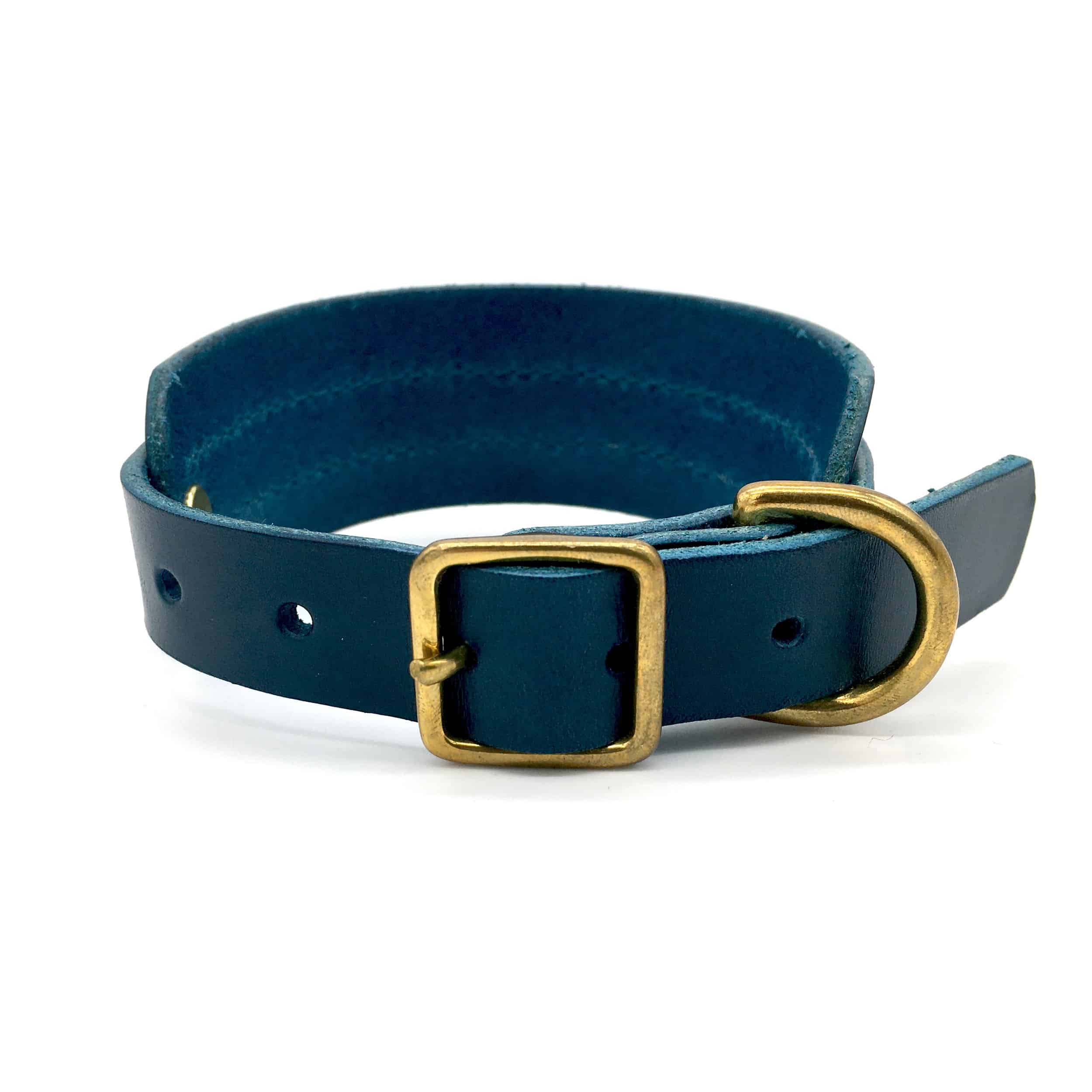 Peacock Blue Leather Sighthound Collar - Sir Gordon Bennett