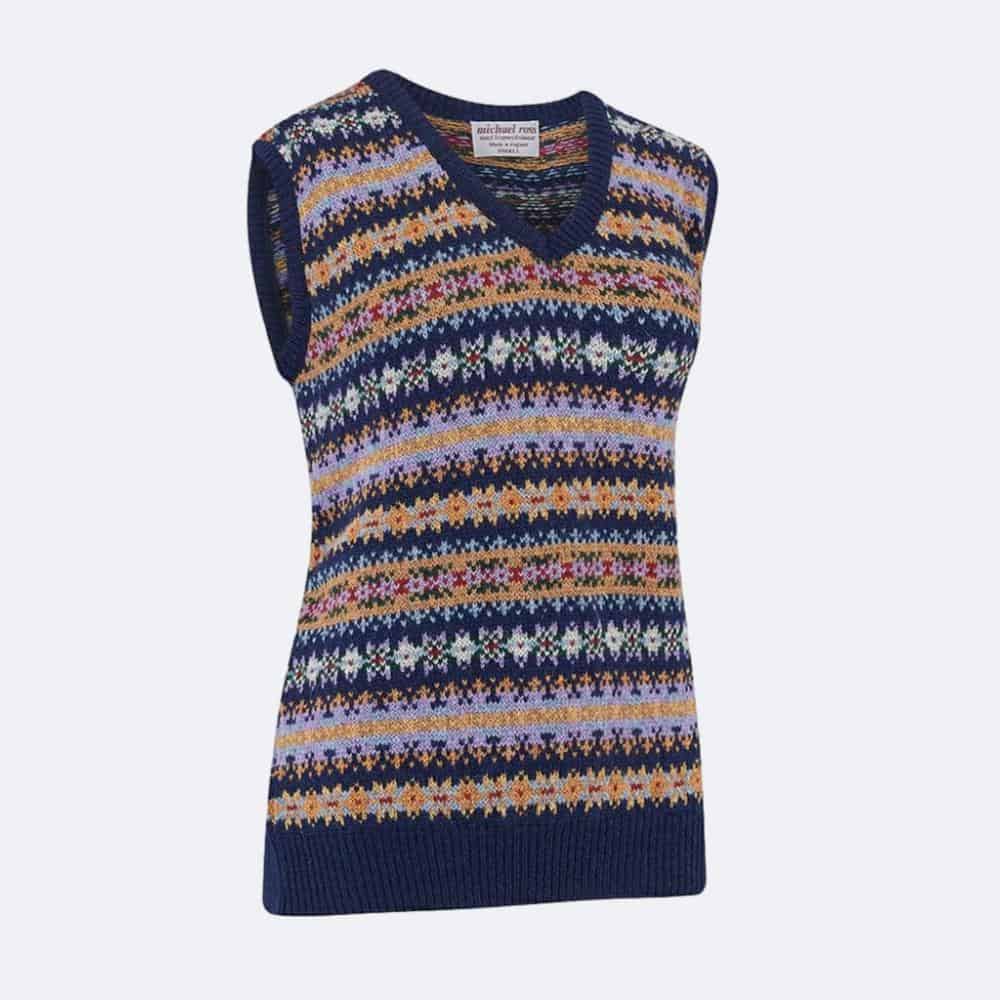 Ladies Country Fair Isle Slip - Navy - Michael Ross - SGB