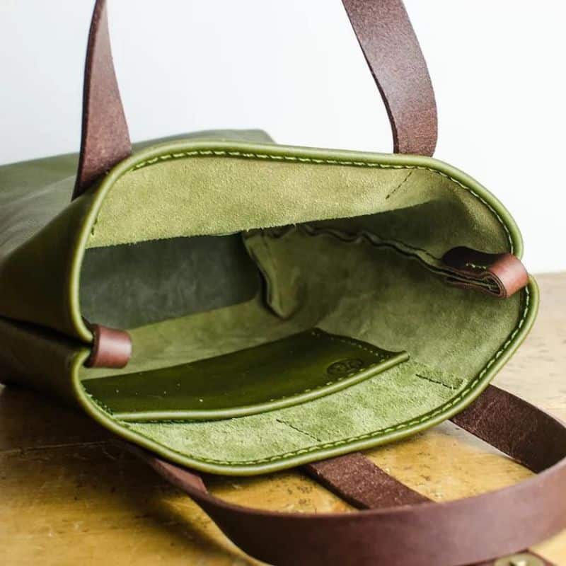 Olive Green Italian Leather Handbag Heather Borg Sgb 